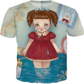 YX GIRL/стильные футболки в стиле Харадзюку; модная футболка с 3D рисунком; Милая футболка с принтом «Cry Baby»; летняя футболка для мужчин и женщин - Цвет: color as the picture