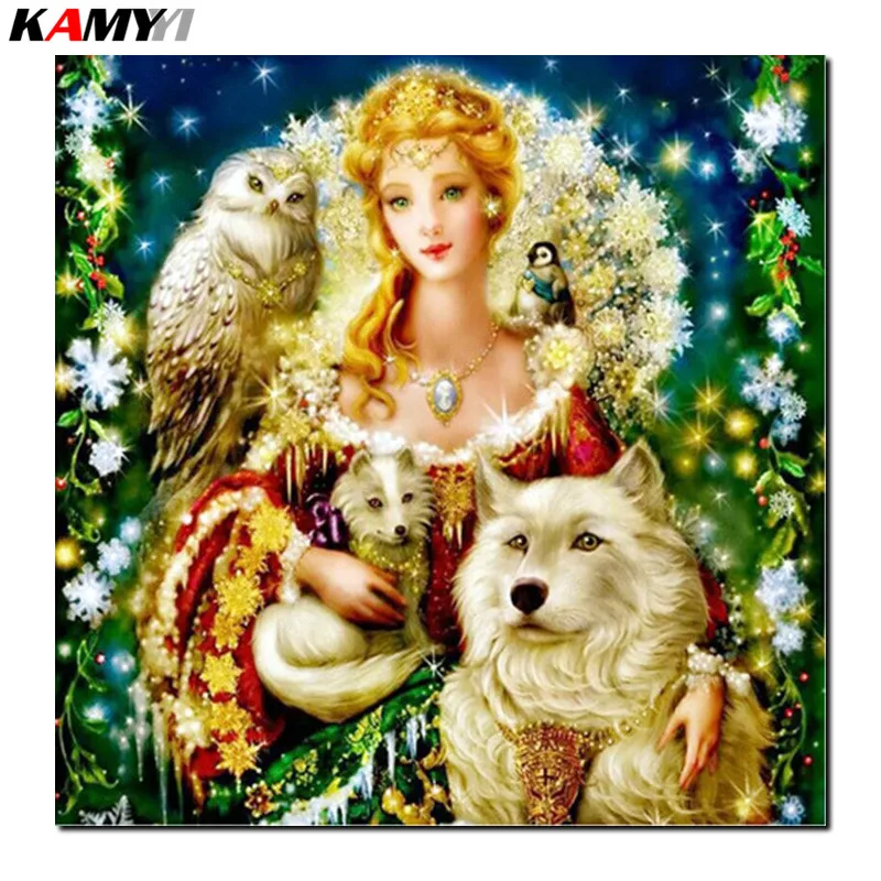 

5D Diy diamond painting cross stitch girl and animals Full Square Diamond embroidery Needlework Rhinestone Mosaic decor B622