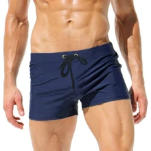 Мужской однотонный сексуальный купальник для мальчиков, новинка, мужские шорты, черные брендовые шорты, купальный костюм, трусы, плавки для больших мальчиков