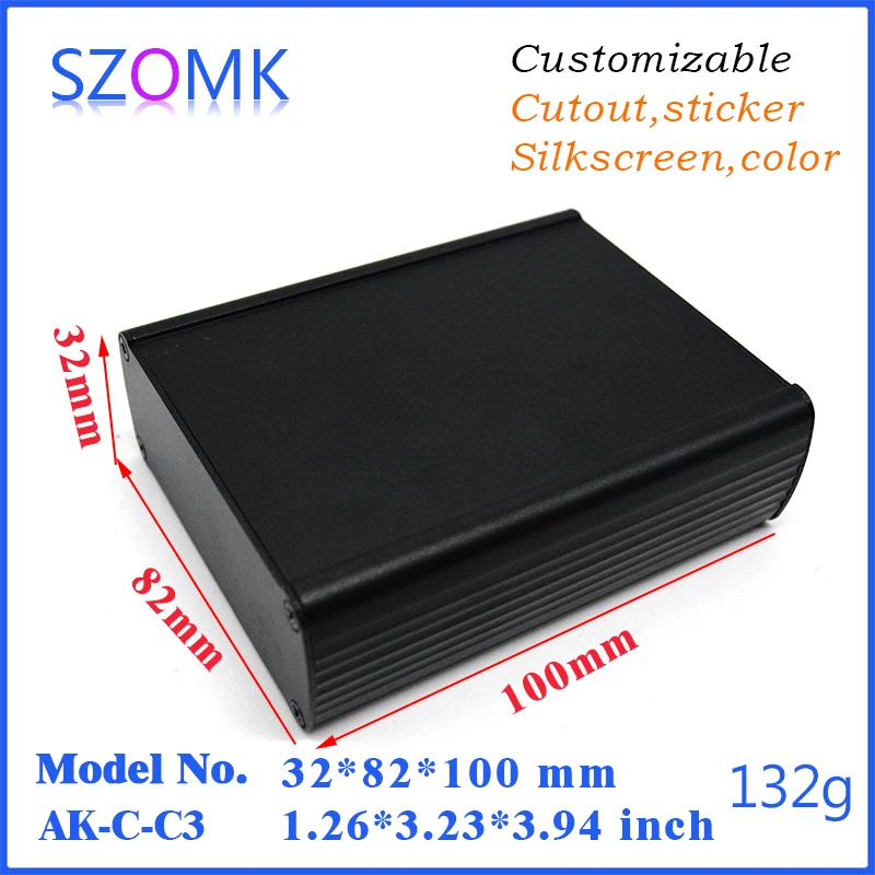 

1 pc, 32*82*100mm szomk anodized black aluminum extruded enclosure box gps tracker aluminium housing case for pcb