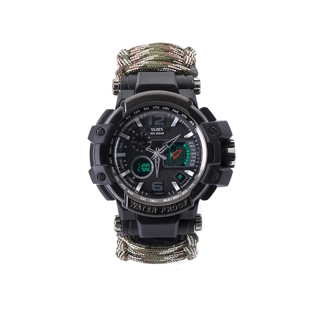 EDC, часы для выживания, браслет, водонепроницаемые, 50 м, часы для мужчин и женщин, для кемпинга, туризма, Военная Тактическая Экипировка, инструменты для кемпинга на открытом воздухе - Цвет: Camouflage