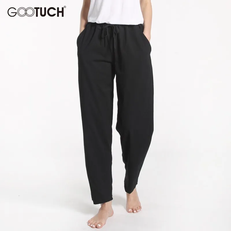 

Plus Size Womens Cotton Sleep Bottoms Homewear Solid Pajama Lounge Pants Casual Loose Female Sleep Wear lastic Drawstring Pants