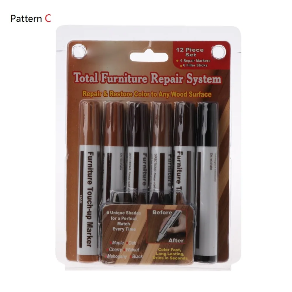 Wood Repair System Kit Filler Sticks Touch Up Marker Floor Furniture Scratch Fix Pattern C For 6 Unique Colors huismerk kopen in de aanbieding Wood Repair System Kit Filler Sticks Touch Up Marker Floor Furniture Scratch Fix Pattern C For 6 Unique Colors huismerk kopen in de aanbieding