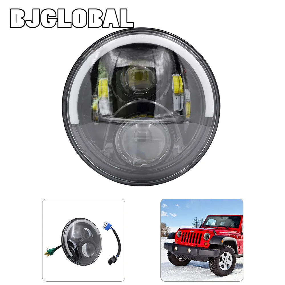 

HL-038-BK 7" 60W LED Headlight Led Driving Light for Jeep CJ/Wrangler JK Land Rover Defender H4 H13 Headlights Touring Trike