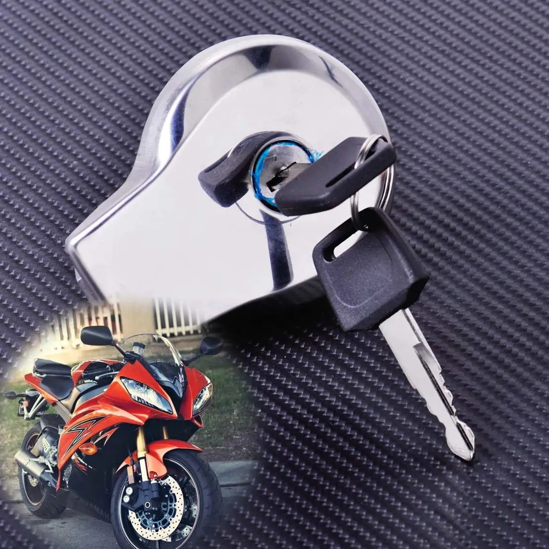 

DWCX Silver Motorcycle Fuel Gas Tank Cap Cover Lock+ Key for Yamaha Virago XV 125 250 Virago 400 535 750 1100 Vstar XV250