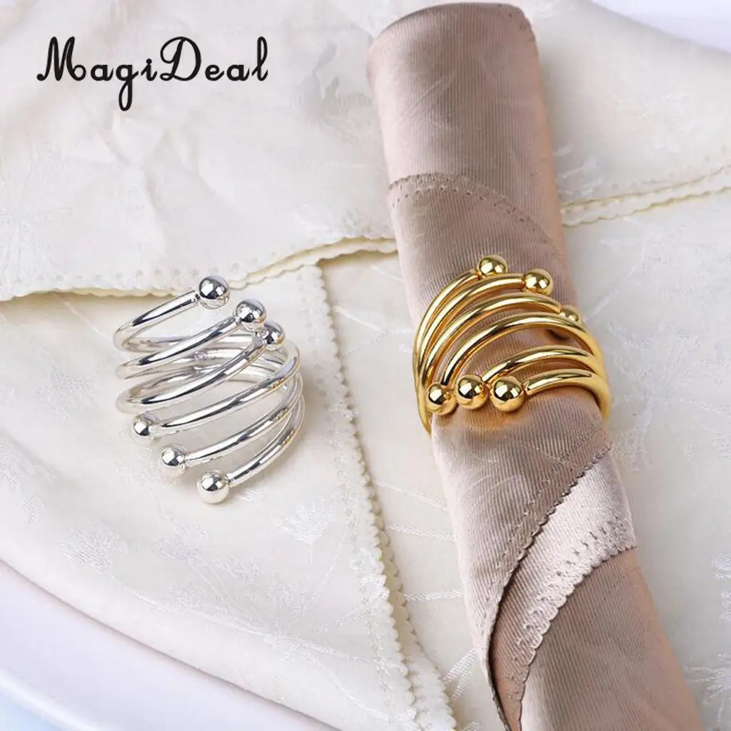 

MagiDeal Modern Round Metal Napkin Ring Serviette Holder Buckle Wedding Xmas Banquet Party Table Decoration