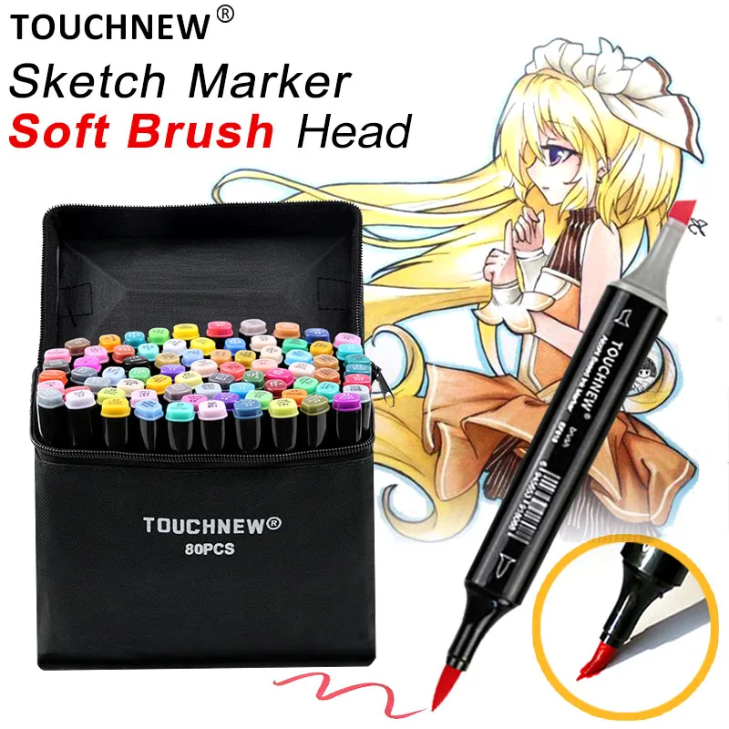 TOUCHNEW 30/40/60/80 Цвета искусство маркеры кисть эскиз на спиртовой основе Manga рисунок