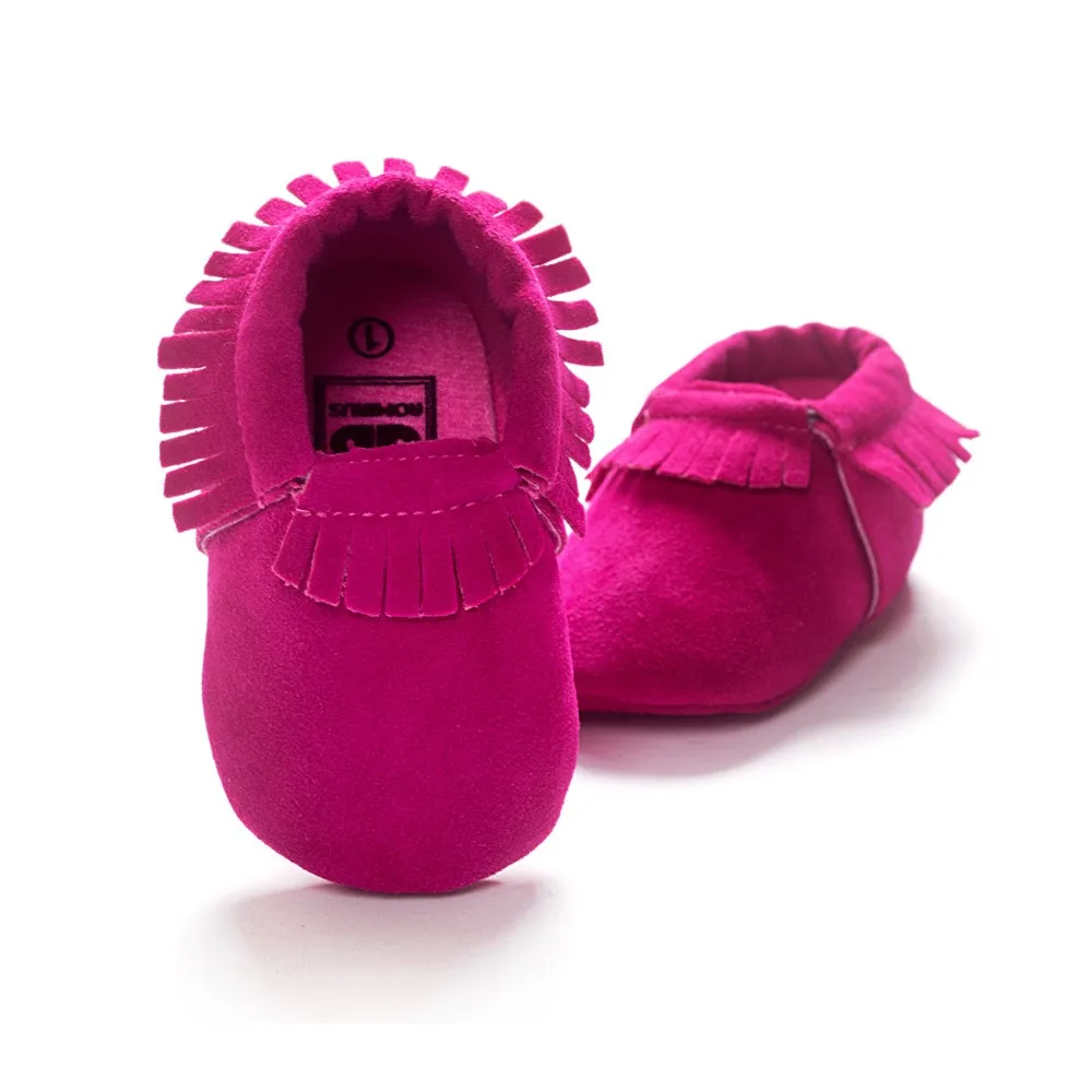 Прямая поставка, мокасины из искусственной замши для новорожденных мальчиков и девочек, мягкая обувь с бахромой, нескользящая обувь для