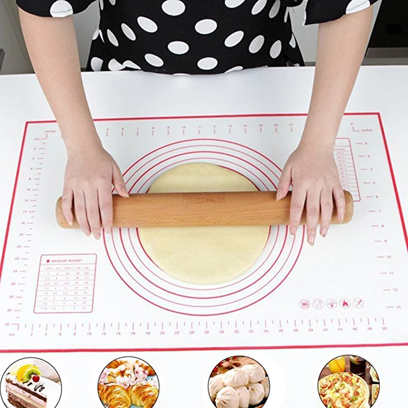 

UPORS 60 x 40cm Silicone Baking Tray with Measurement Non-stick Baking Mat Not-Slip Rolling Dough Mat Baking Tools Accessories