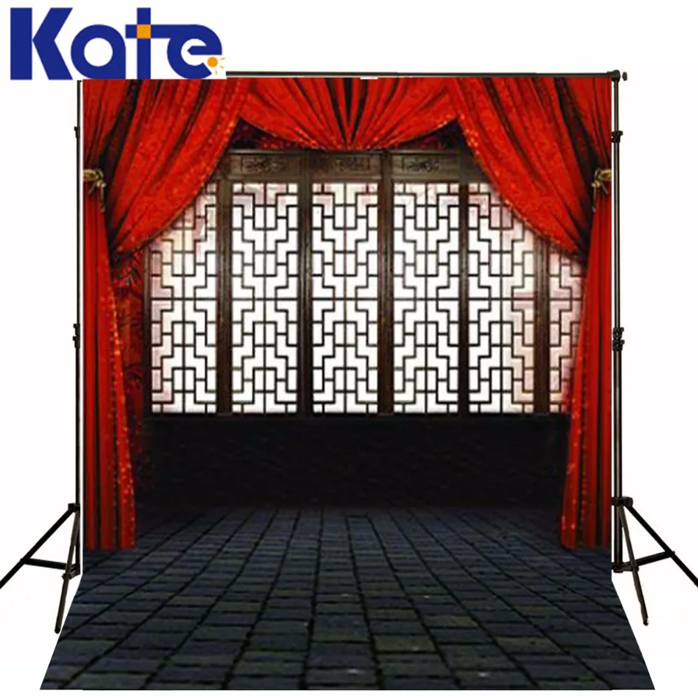 

300CM*200CM Kate Retro Stage Backgrounds Red Curtain Hanging In Room Photography Backdrops Photography Backdrop LK-3370
