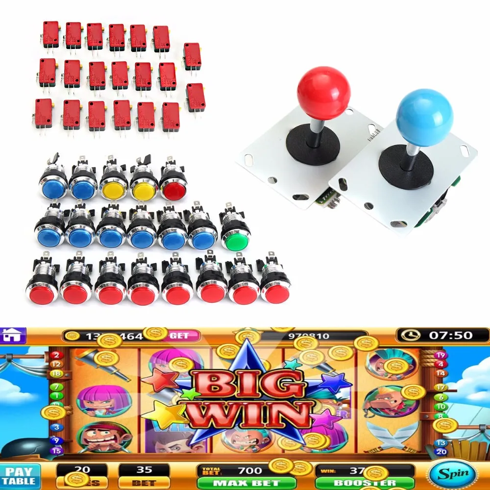 

Mayitr LED Illuminated Arcade USB Mame DIY Kit Parts 20 Push Buttons + 2 Joysticks