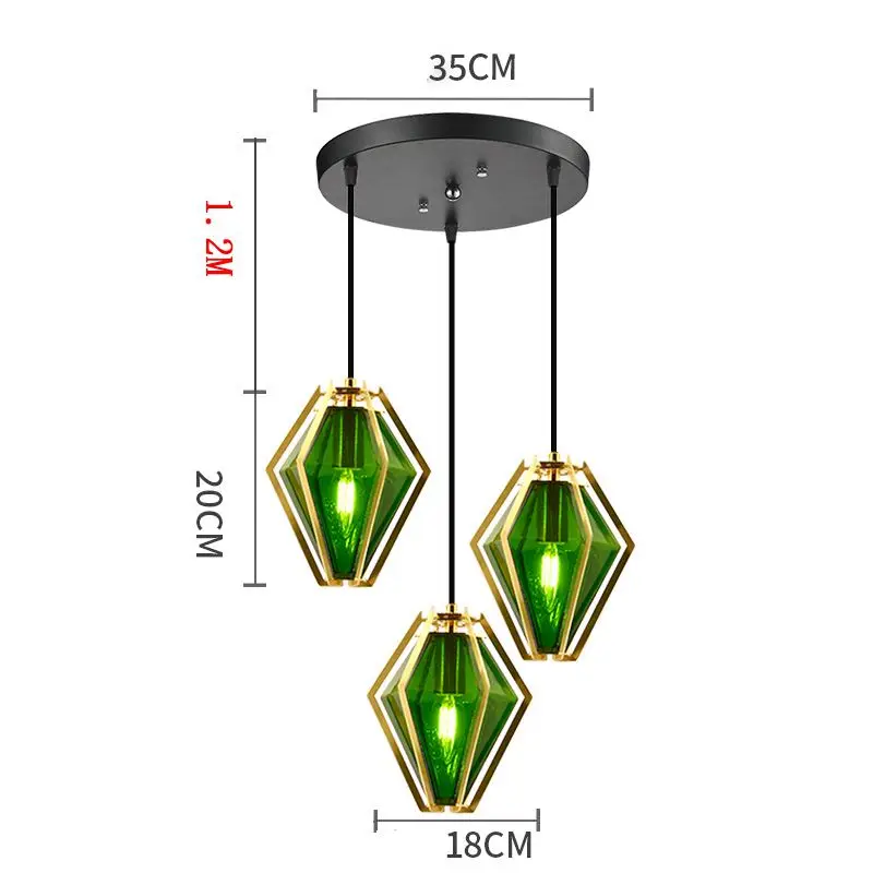 Скандинавские современные стеклянные алмазные подвесные светильники для столовой креативные винтажные барные подвесные светильники для ресторана - Цвет корпуса: C-3-ROUND