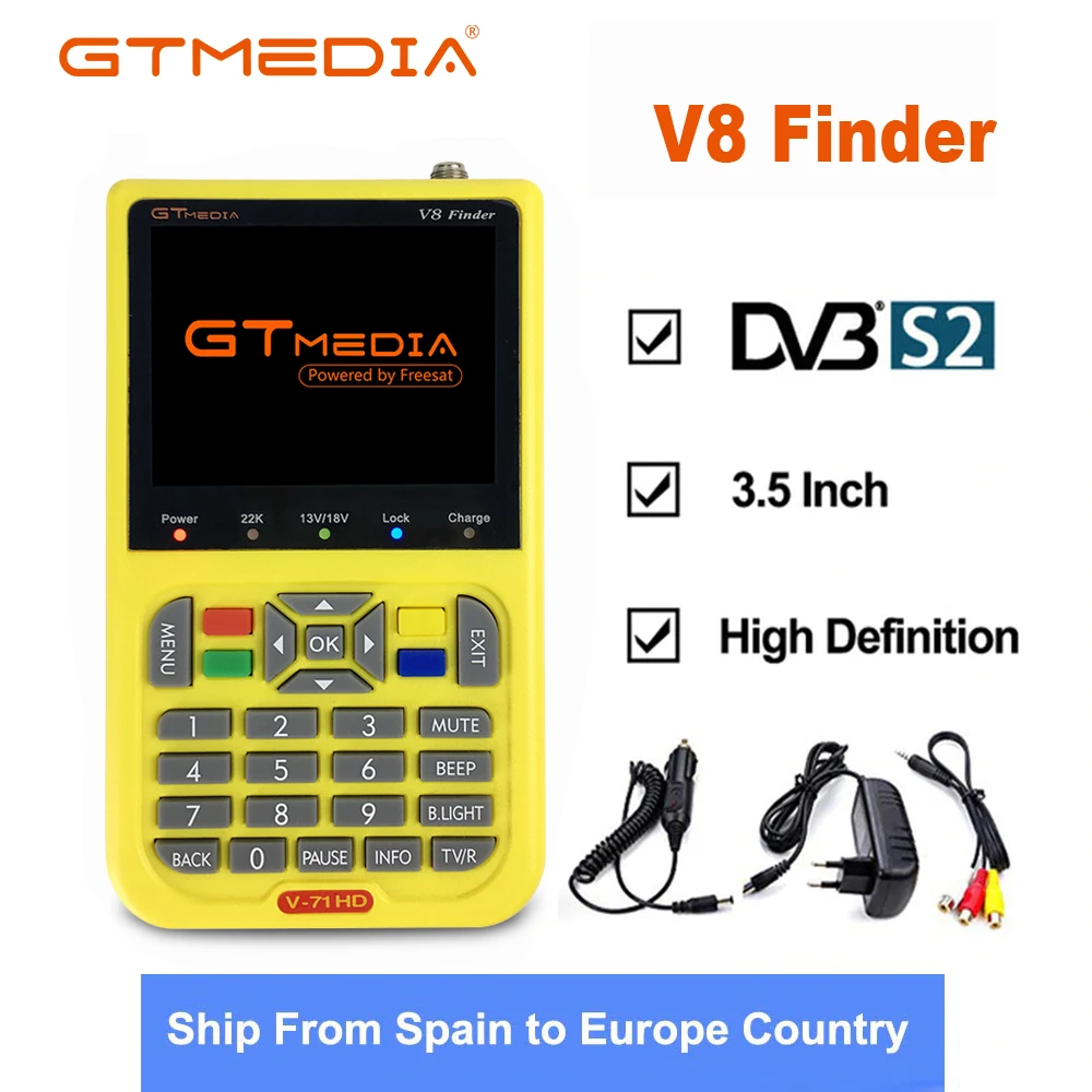 

New V8 Finder 3.5 inch LCD HD satellite finder DVB-S2 sat finder digital satellite Finder Meter Ship from Spain Germany