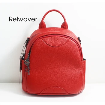 Relwaver genuine leather backpack red small fashion backpack cow leather soft daily backpack female bag black backpack women Relwaver genuine leather backpack red small fashion backpack cow leather soft daily backpack female bag black backpack women