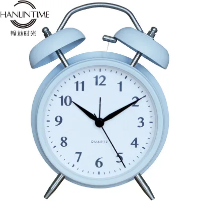 Мини-металлический будильник, портативные домашние, уличные, милые Мультяшные часы, ретро подарок для детей, друзей, металлический будильник, настольные часы - Цвет: NZ075-BL