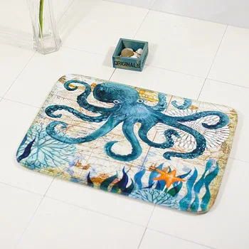 

Honlaker Marine Life Series Anti-Slip Bathroom Absorbent Mats Toilet Doormat Fashion Cartoon Bath Mat Decorative Bath Carpet