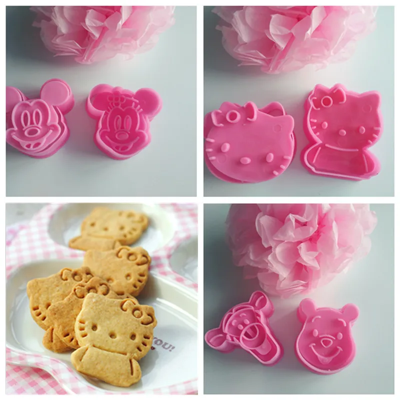 

2Pcs/Set Hello Kitty Mickey Shape Cookie Mould Plastic Sugar Fondant Cake Mold Biscuit Cookie Cutters Cookie Tools