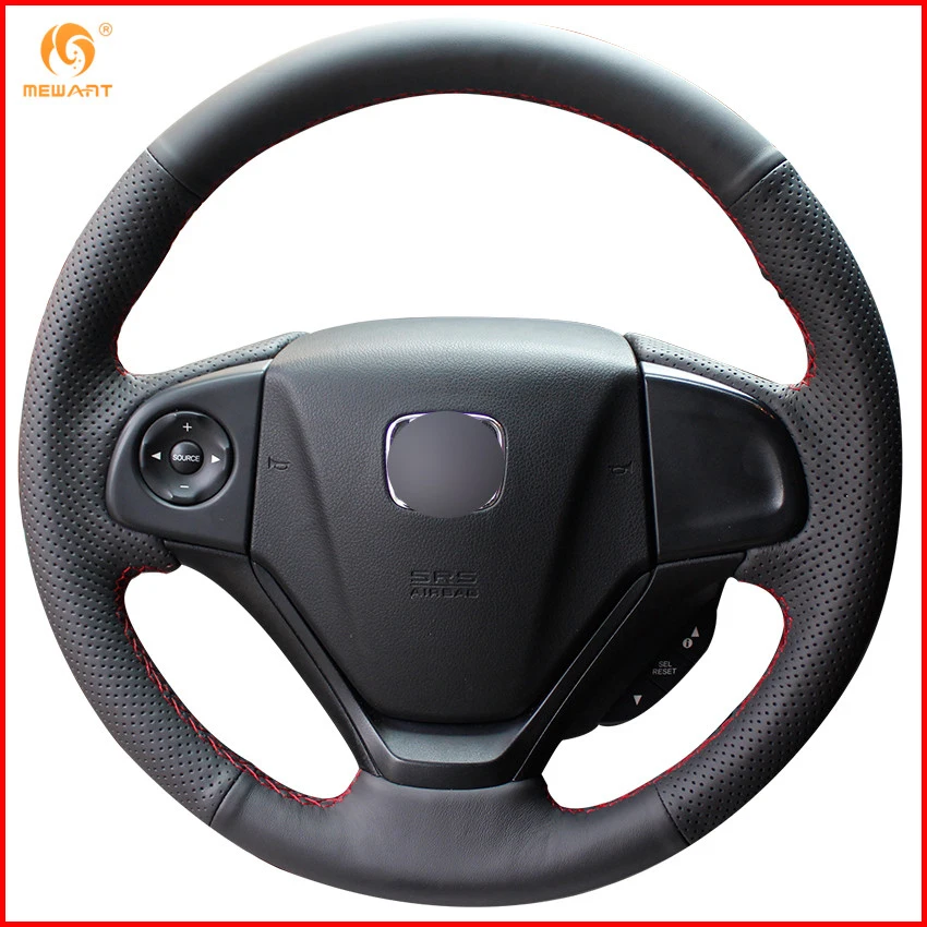 

MEWANT Black Artificial Leather Car Steering Wheel Cover for Honda CRV CR-V 2012 2013 2014 2015 Interior Accessories Parts