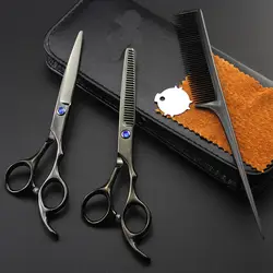 6 дюймов парикмахерских ножниц комплект резки Истончение Ножницы с расческой сумка Professional сдвига парикмахерская оборудование Makas для