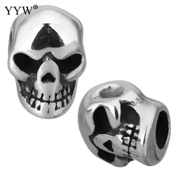 

Beads Black Skull King,2017 Summer New Silver Punk Beads Fits Bracelet Necklace Jewelry Accessories Gift For Women & Men