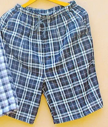 Мужские летние хлопковые шорты, двухслойная марля, пляжные шорты, домашняя одежда, клетчатые шорты, штаны для сна - Цвет: black gray  plaid