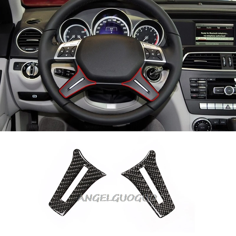Car Styling Interior ABS soft sticker Steering wheel cover Trim For Mercedes Benz C class W204  2005-2012