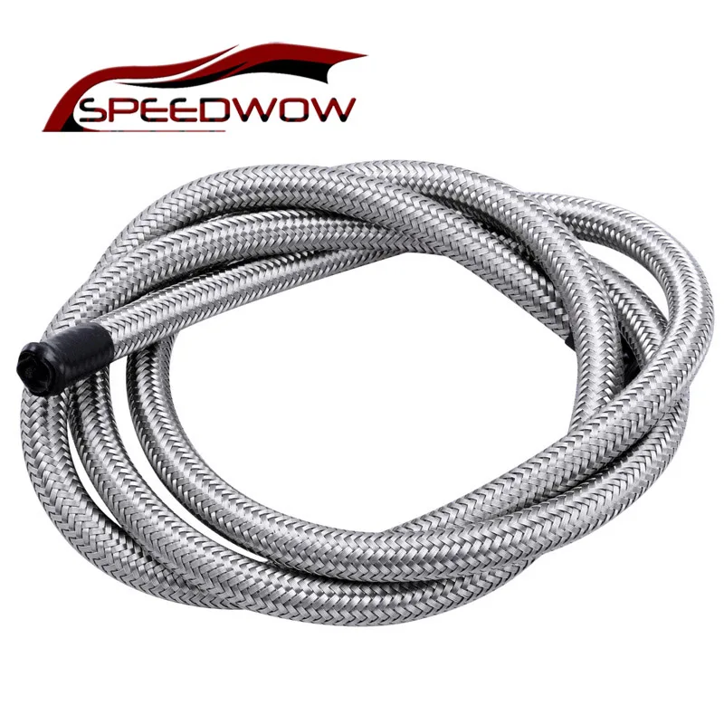 SPEEDWOW PTFE 1 meter AN8 Stainless Steel Braided Teflon Oil Hose Fuel