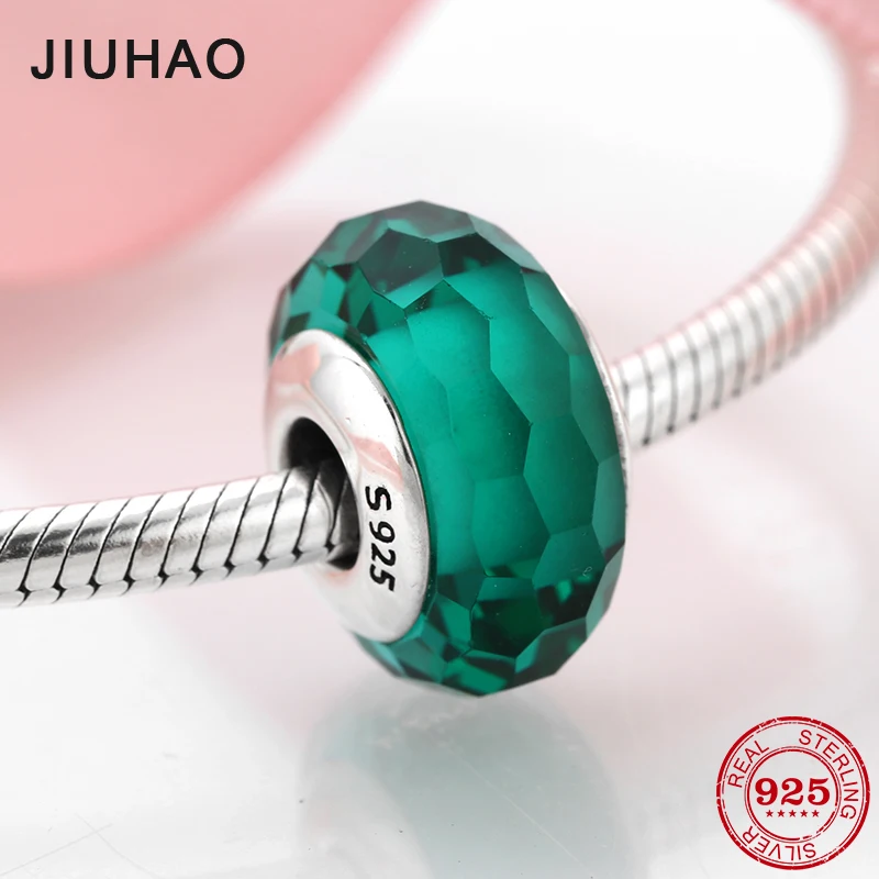 

High Quality Like Green Murano Glass Beads 925 Sterling Silver Charms for DIY Bracelets Fit Original Pandora Jewelry Making