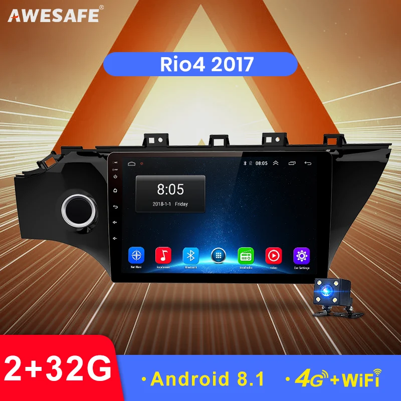 

AWESAFE 2 din Android 8.1 Car Radio Multimedia video player gps navigation For KIA RIO 4 2017 sedan wifi head unit no DVD