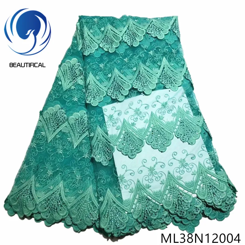

Beautifical nigerian lace fabrics Latest design embroidery tulle lace fabric with lot stones french lace fabric 5yards ML38N120