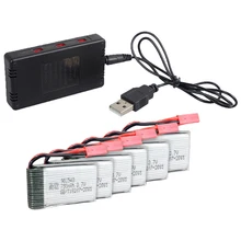 6x 3.7V 750mAh Battery+JST 6-in-1 Ports Charger For MJX X400 X500 X800 RC Quad