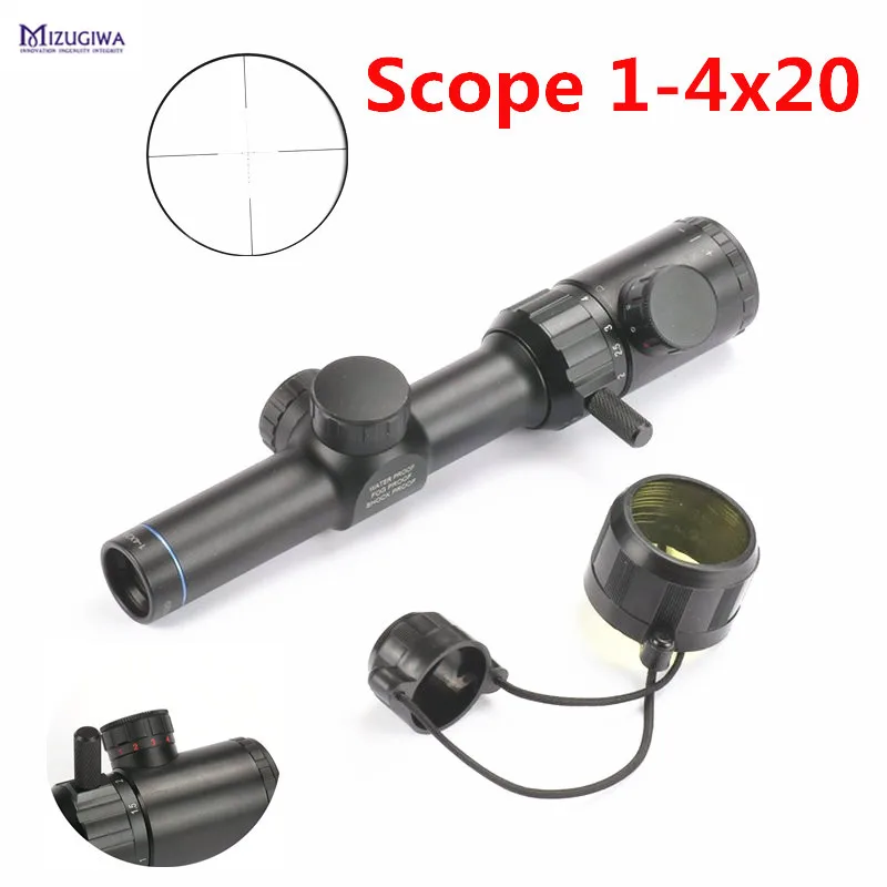 

Hunting Scope 1-4x20 Rifle Scope Red Green illumination Range Finder Reticle Air Rifle Sight Hunting Caza Mira Para