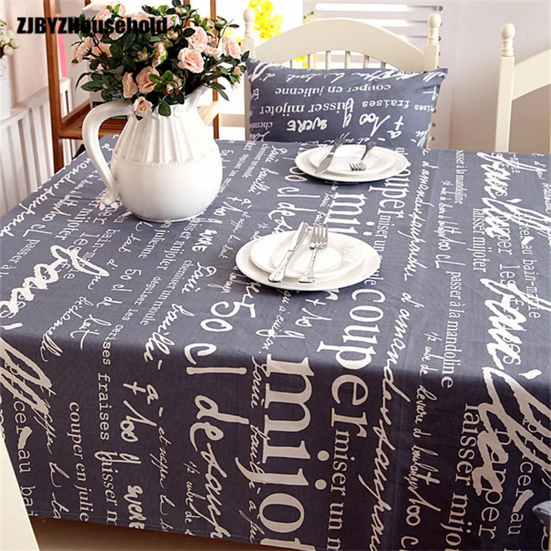 

Modern Simple Cotton Thickening Canvas Grey English Coffee Table Cloth Table Tablecloth