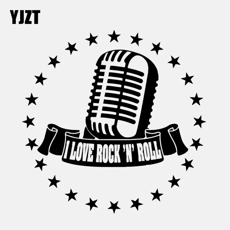 YJZT 15 2 см * I Love Rock'n'Roll Muisic микрофон виниловая черная/Серебристая Наклейка на