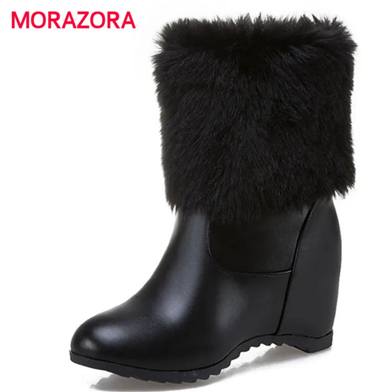 MORAZORA/Новинка 2018 года Сезон осень-зима Женские сапоги без шнуровки Модные до
