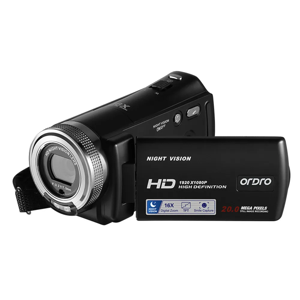 ORDRO видеокамера full hd 1080P видеокамера 4 k 16x Zoom camescope filmadoras DVR IR камера ночного видения Z627 - Цвет: Black