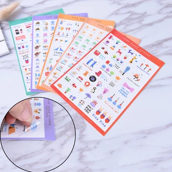 

Korea Pvc Transparent Cute 5 Sheet Stickers Cute Flake Seal Cards For Scrapbooking Diy Diary Calendar Notebook Label Stationery