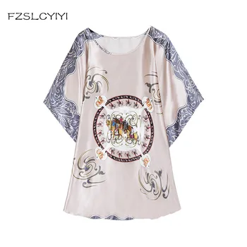 

FZSLCYIYI Fashion Women Sleepshirts Summer Autumn Print Nightgown Homewear Sexy Sleepshirts Nightdress Elegant Sleepwear