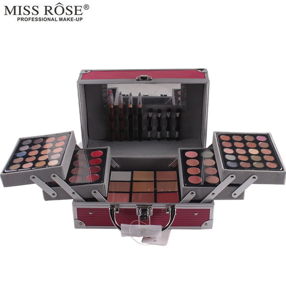 

Miss Ros Professional Large Make Up Kit Full Collection Shiny matte Eyeshadow Blush Concealer Lipstick MakeUp Palette For Gift