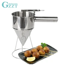 Oil Funnel Stainless Steel Takoyaki Octopus Funnel Suitable for Kitchen Takoyaki Shop jiqi octopus balls filler takoyaki stainless steel filling funnel manual waffle batter separator chocolate cream baked hopper
