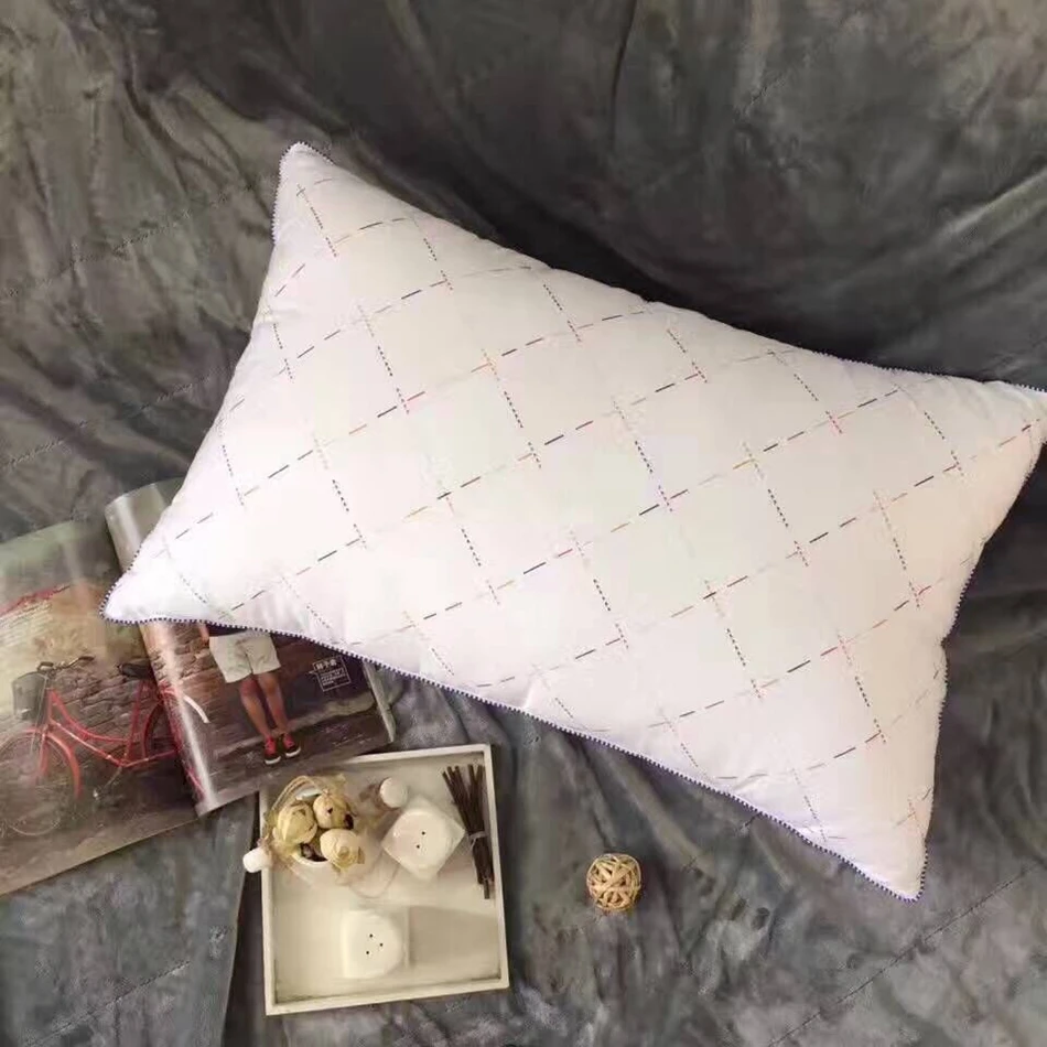 1pc Cotton White Neck Sleep Pillow For Adults Soft Rectangle 49x74cm Size Bedding For Home Solid