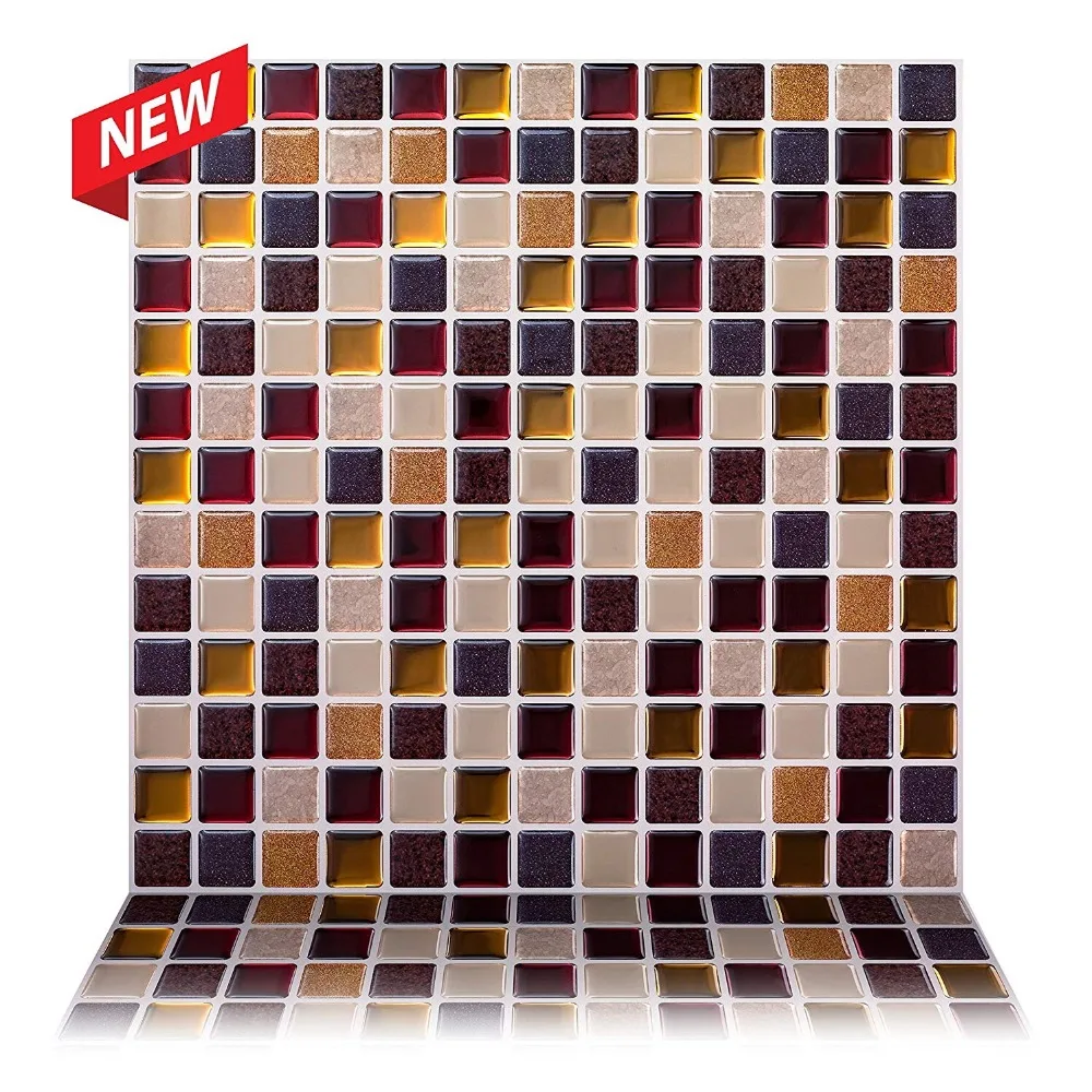 

Vividtiles Big Size 12*12 inch Self adhesive Waterproof Heatproof Vinyl Wallpaper 3D Peel and Stick Mosaic Tiles -1 Sheet