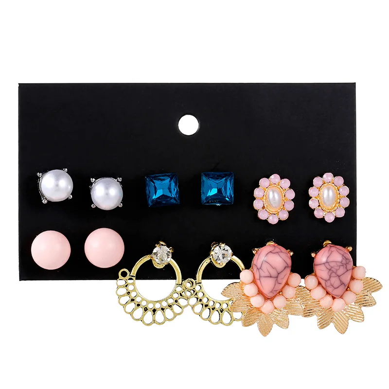 YANG&ampRH 2019 New Simulated Pearl Stone Earrings Sets for Women Korean Stud Set Personality Party Clothing Jewelry | Украшения и