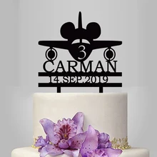 1 шт. Украшение для торта на заказ с именем и датой. Украшение для торта в виде самолета. Украшение для торта на день рождения YC066