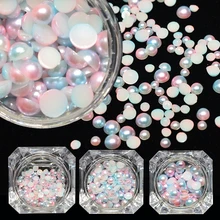 1 бутылка украшения для ногтей Русалка эффект 3d жемчужины для дизайна ногтей Стразы смешанные размеры Маникюр 3D аксессуары для ногтей LA262