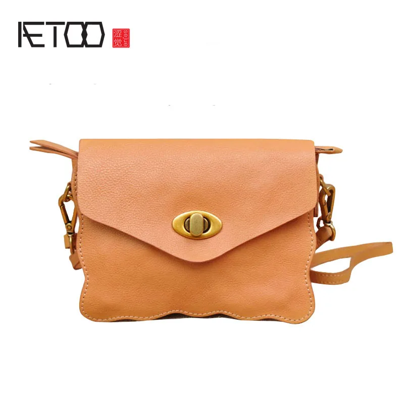 AETOO новая мини-женская сумка с верхним слоем, милая маленькая сумка-мессенджер, милая Дамская кожаная сумка для телефона с волнистым краем