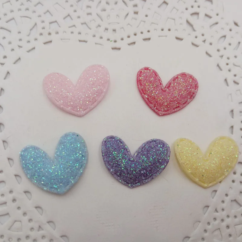 

2CM sew on Glitter padded felt heart patches 100pcs heart felt patches garment accessories
