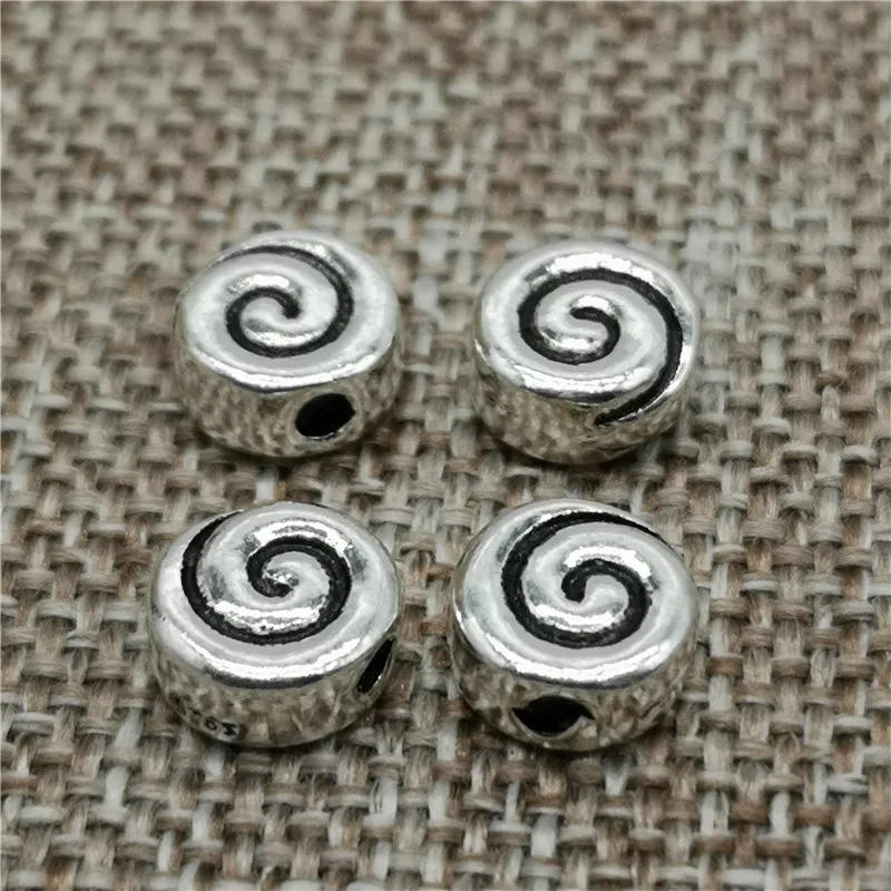 

925 Sterling Silver Swirl Beads 7mm Spiral Bracelet Spacers