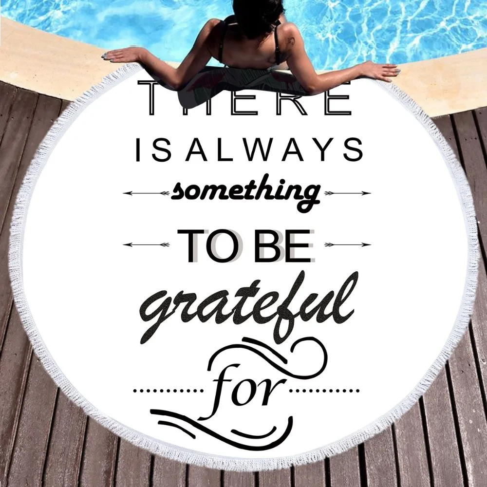 

Adults Beach Cover-Up Yoga Blanket Mat Bible Verse Printed Round Microfiber Tassel Towel Swim Beach Shawl Thick Picnic Mattress