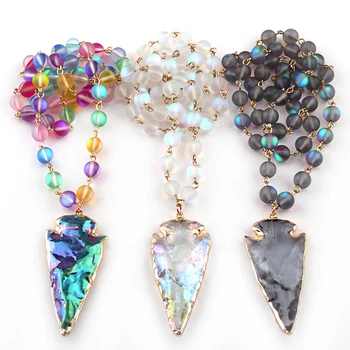 

Free Shipping Fashion Beautiful Shiny Crystal Rosary Chain Crystal Arrowhead Pendant Necklaces Women Ethnic Necklace